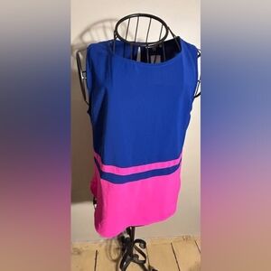 size medium womens shirt top pink blue  blouse print casual dress tank